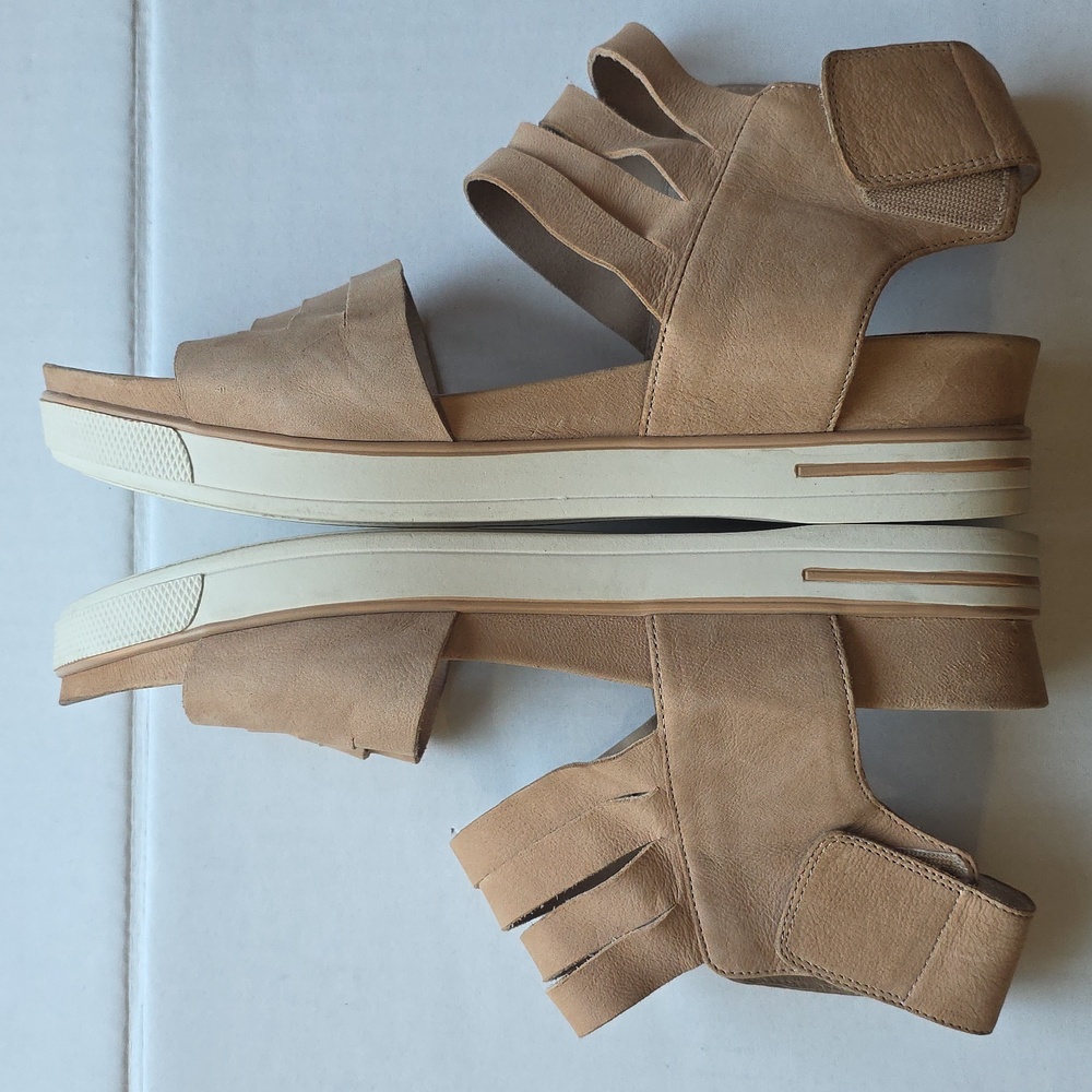 🌸Eileen Fisher | Tan Slice Tumbled Nubuck‎  Snqeaker Sandals Size 10 - Picture 8 of 12